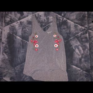tank top with flowers embroidered